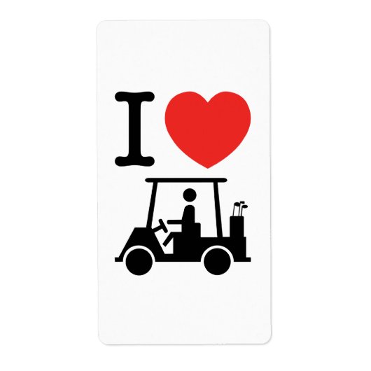 I Heart (Love) Golf Cart Etiket (Voorkant)