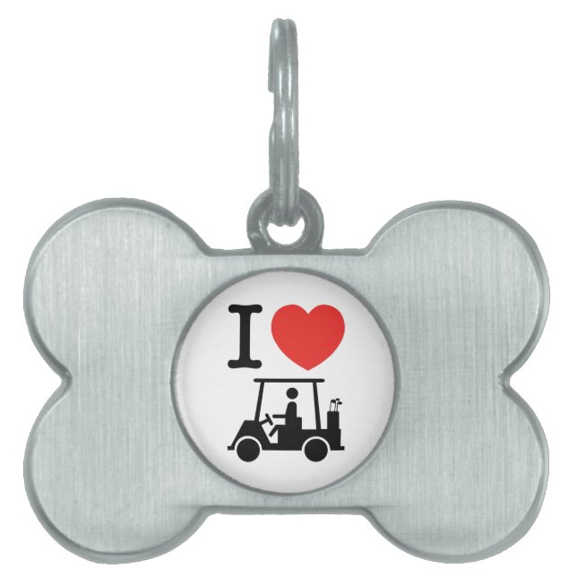 I Heart (Love) Golf Cart Huisdieren Naamplaatje (voorkant)