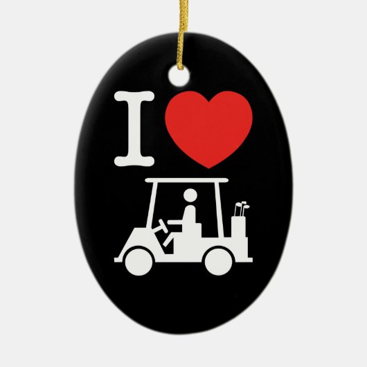 I Heart (Love) Golf Cart Keramisch Ornament (Voorkant)