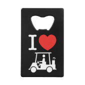 I Heart (Love) Golf Cart Kredietkaart Flessenopener (Voorkant)