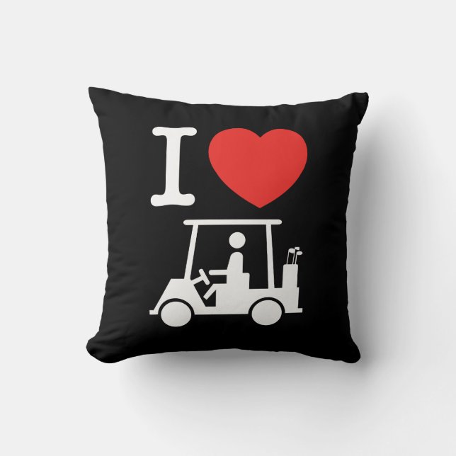 I Heart (Love) Golf Cart Kussen (Voorkant)