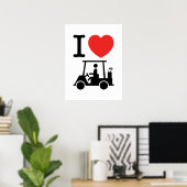 I Heart (Love) Golf Cart Poster (Thuiskantoor)