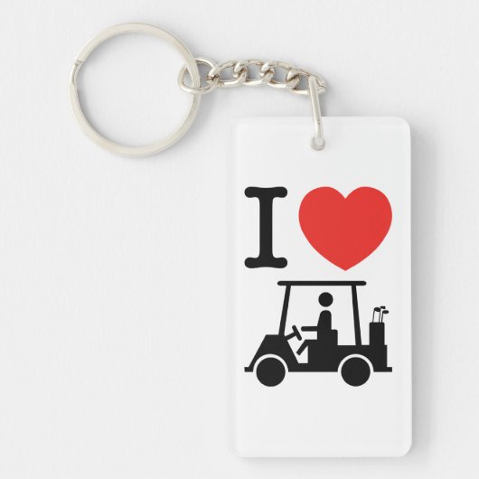 I Heart (Love) Golf Cart Sleutelhanger (Voorkant)