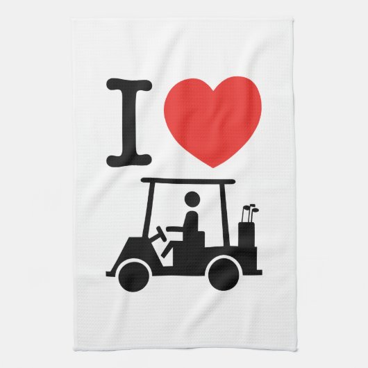 I Heart (Love) Golf Cart Theedoek (Verticaal)