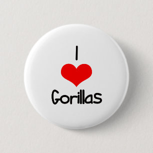 I Heart (Love) Gorillas Ronde Button 5,7 Cm