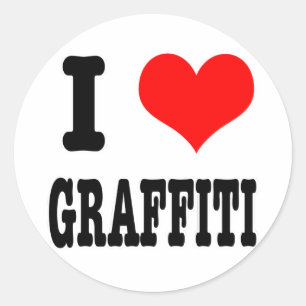 I HEART (LOVE) GRAFFITI RONDE STICKER