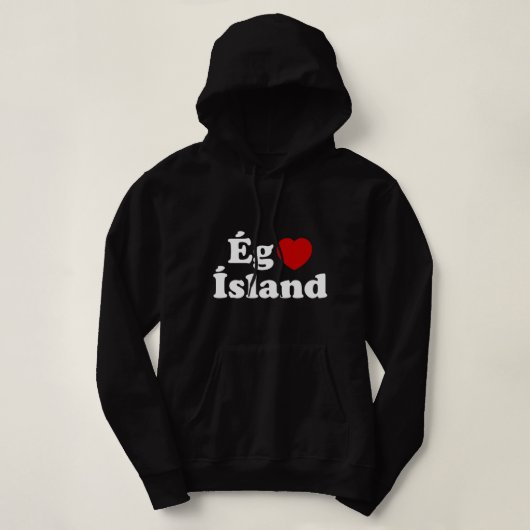 I Heart (Love) Iceland [Ég Elska Ísland] IJslands Hoodie (Design voorkant)