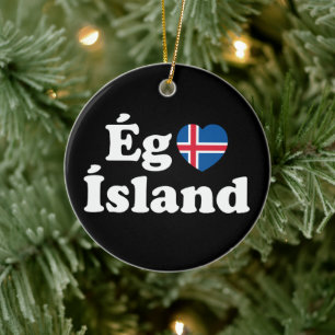 I Heart (Love) Iceland [Ég Elska Ísland] IJslands Keramisch Ornament