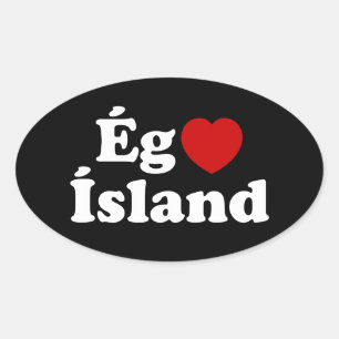 I Heart (Love) Iceland [Ég Elska Ísland] IJslands Ovale Sticker