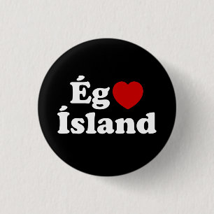 I Heart (Love) Iceland [Ég Elska Ísland] IJslands Ronde Button 3,2 Cm