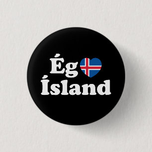 I Heart (Love) Iceland [Ég Elska Ísland] IJslands Ronde Button 3,2 Cm