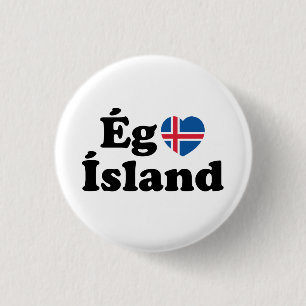 I Heart (Love) Iceland [Ég Elska Ísland] IJslands Ronde Button 3,2 Cm