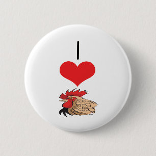I Heart (Love) Kippen, Roosters Ronde Button 5,7 Cm