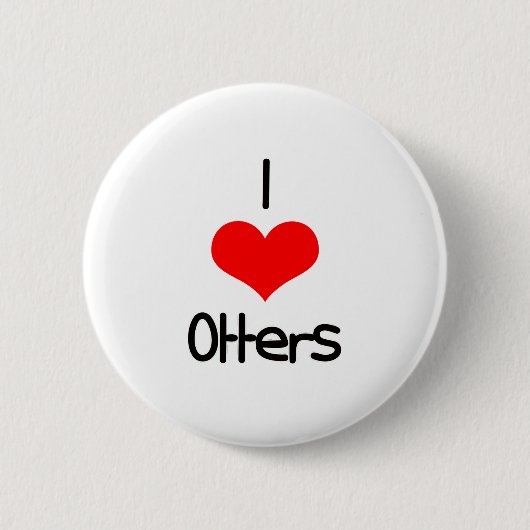 I Heart (Love) Otters Ronde Button 5,7 Cm (Voorkant)