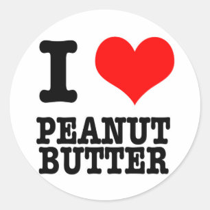 I HEART (LOVE) PEANUT BOTER RONDE STICKER