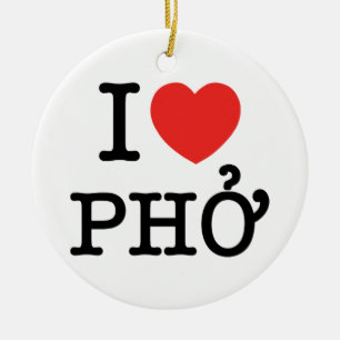 I Heart (Love) Pho Keramisch Ornament