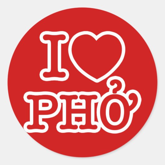 I Heart (Love) Pho Ronde Sticker (Voorkant)