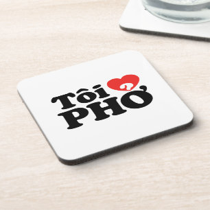 I Heart (Love) Pho (Tôi ❤ PHỞ) Vietnamese taal Bier Onderzetter