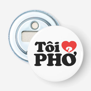 I Heart (Love) Pho (Tôi ❤ PHỞ) Vietnamese taal Button Flesopener