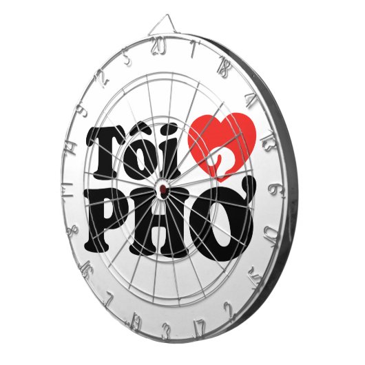 I Heart (Love) Pho (Tôi ❤ PHỞ) Vietnamese taal Dartbord (Voorkant Rechts)