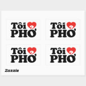 I Heart (Love) Pho (Tôi ❤ PHỞ) Vietnamese taal Rechthoekige Sticker (Vel)