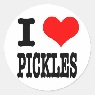I HEART (LOVE) PICKLES RONDE STICKER
