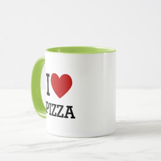 I Heart Love Pizza Mug – Funny Pizza Lover Gift Mok (Voorkant links)