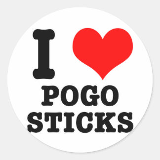 I HEART (LOVE) POGO STICKS RONDE STICKER