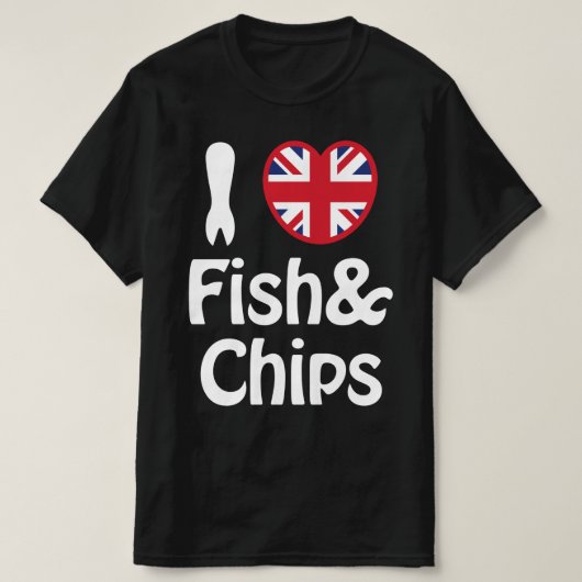 I Heart [Love] Poisson & Chips T-Shirt (Design devant)