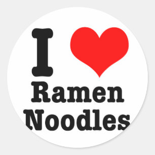 I HEART (LOVE) ramen noedels Ronde Sticker