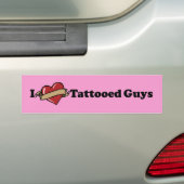 I Heart (Love) Tattooed-jongens Roze Bumpersticker (Op auto)