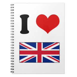 I Heart Love UK British Union Jack Flag Notitieboek