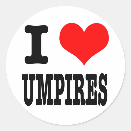 I HEART (LOVE) UMPIRES RONDE STICKER (Voorkant)