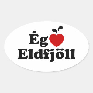 I Heart (Love) Volcanoes (Ég Elska Eldfjöll) Ovale Sticker