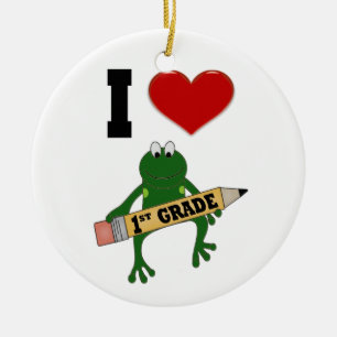 I Heart lst Grade Frog Keramisch Ornament