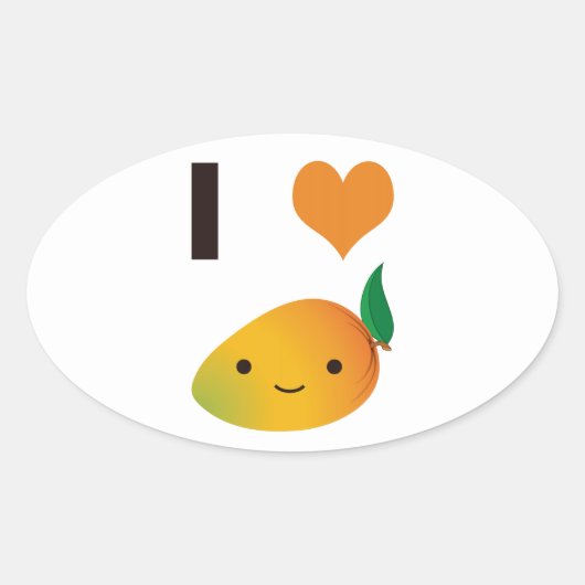 I Heart Mango Ovale Sticker (Voorkant)