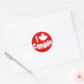 I Heart Maple Leaf Canada Wit op Rood Ronde Sticker (Envelop)