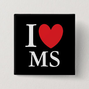 I Heart Mississippi Vierkante Button 5,1 Cm