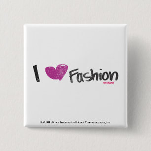I Heart Mode Aqua Vierkante Button 5,1 Cm