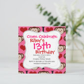 I Heart Monkey Pink I Love Monkeys Invitations (Debout devant)