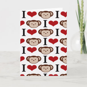 I Heart Monkeys I Love Monkey Valentijnse Cadeaus Feestdagen Kaart