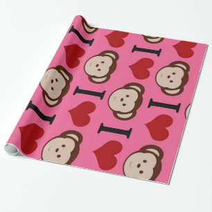 I Heart Monkeys Pink.jpg Cadeaupapier