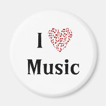 I Heart Music Red Love Muzieknoten Magnet