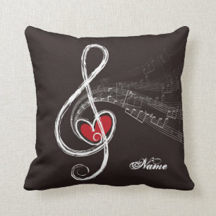I HEART MUSIC Treble Clef Black Personalized Kussen