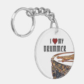 I *HEART* MY DRUMMER Snare Drum Sticks Drumming K Sleutelhanger (Voorkant Links)
