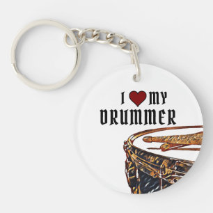 I *HEART* MY DRUMMER Snare Drum Sticks Drumming K Sleutelhanger