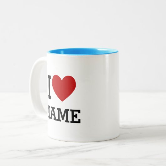 I Heart Name Two-Tone Coffee Mug (Devant gauche)
