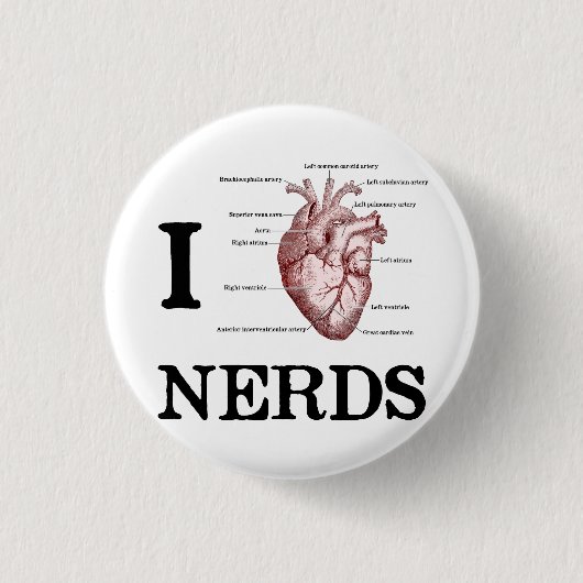 I Heart Nerds Ronde Button 3,2 Cm (Voorkant)