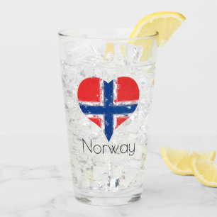 I Heart Norway Grunge Noorse vlag Glas