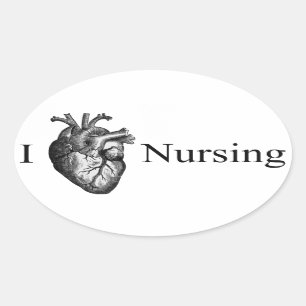 I Heart Nursing Ovale Sticker